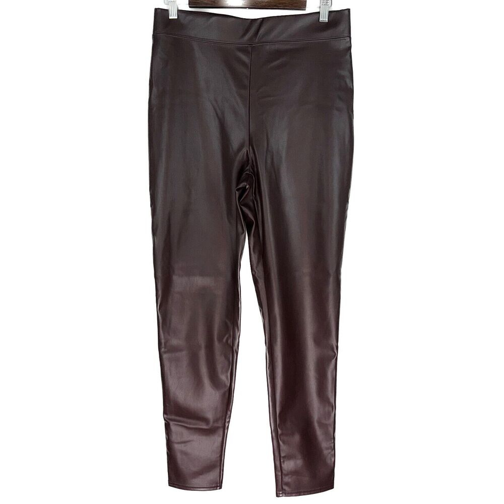 Thread & Others Jeggins Sz L Maroon Faux Leather High Rise Skinny